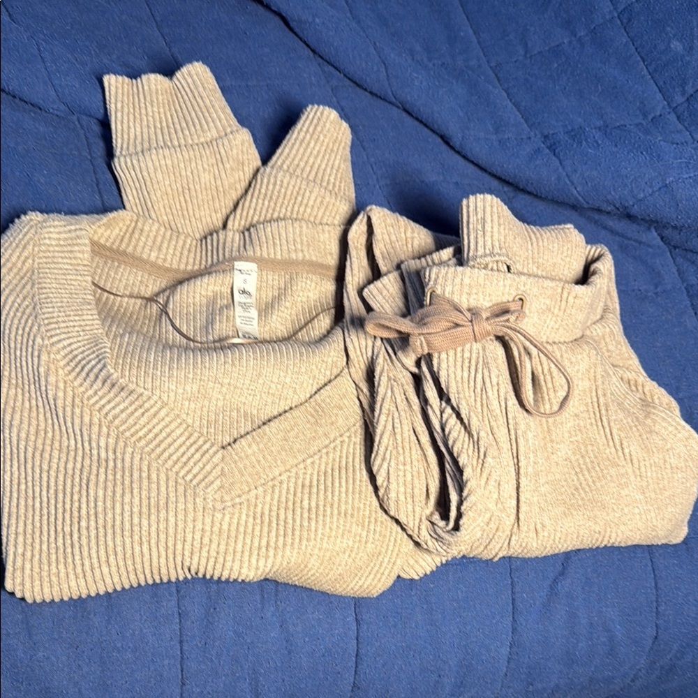 Cozy Beige Knit Sweater and Pants Set